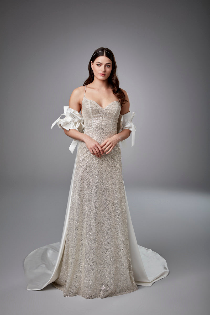Schlichtes Brautkleid A-Linie Brautkleider lang A-Linie- Weiß Standesamtkleid