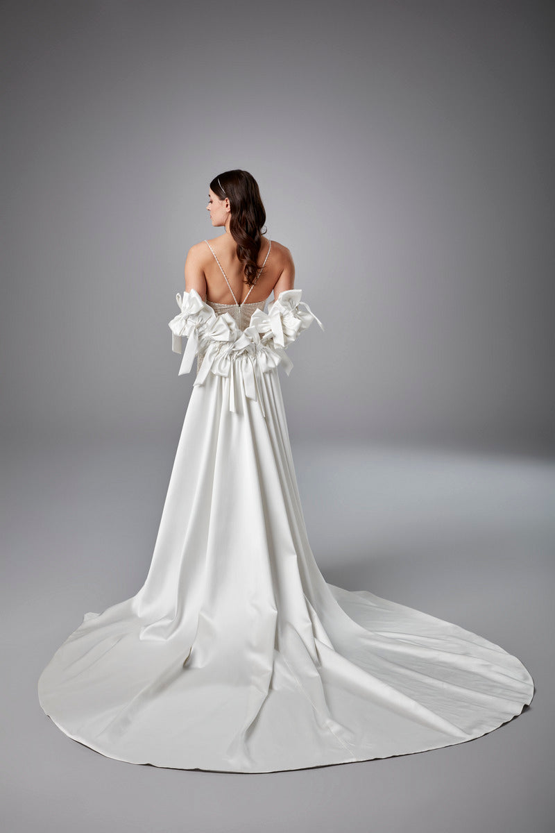 Schlichtes Brautkleid A-Linie Brautkleider lang A-Linie- Weiß Standesamtkleid