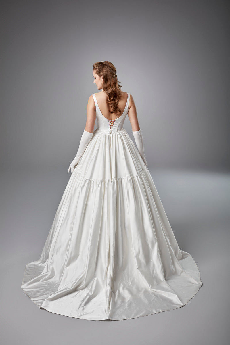 Brautkleid Weiß Brautkleider große Größen Satingewebe ärmellos Vintage Hochzeitskleid
