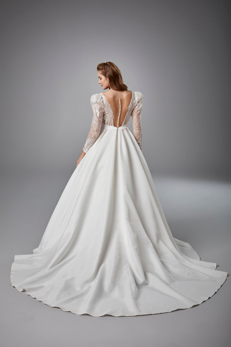 Bestreut Pailletten Spitze Brautkleid romantisch von der Schulter Brautkleid Seite Schlitz A-Linie ärmellose Brautkleid Robe de Mariée