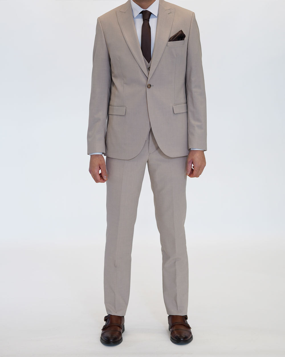 Anzug Regular Fit Beige | 3-teilig