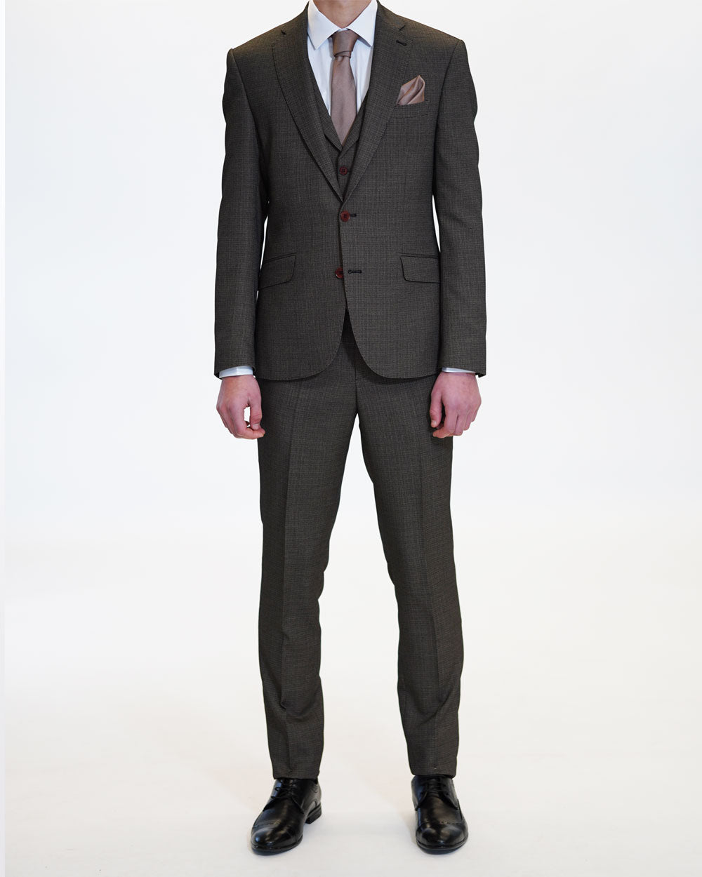 Anzug Slim Fit Braun | 3-teilig, italienischer Stoff