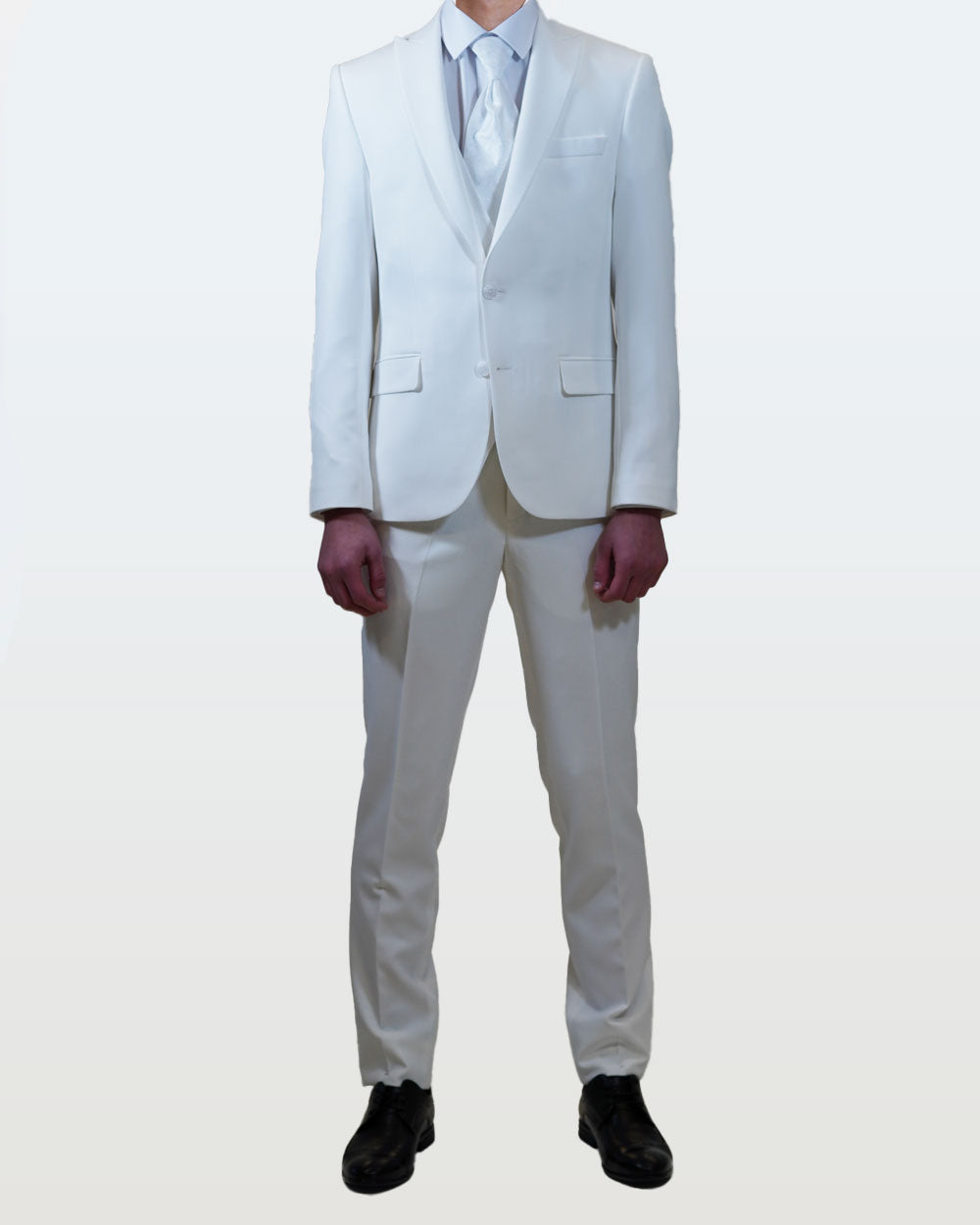 Hochzeitsanzug Slim Fit weiss | 3-teilig mit gemusterter Weste