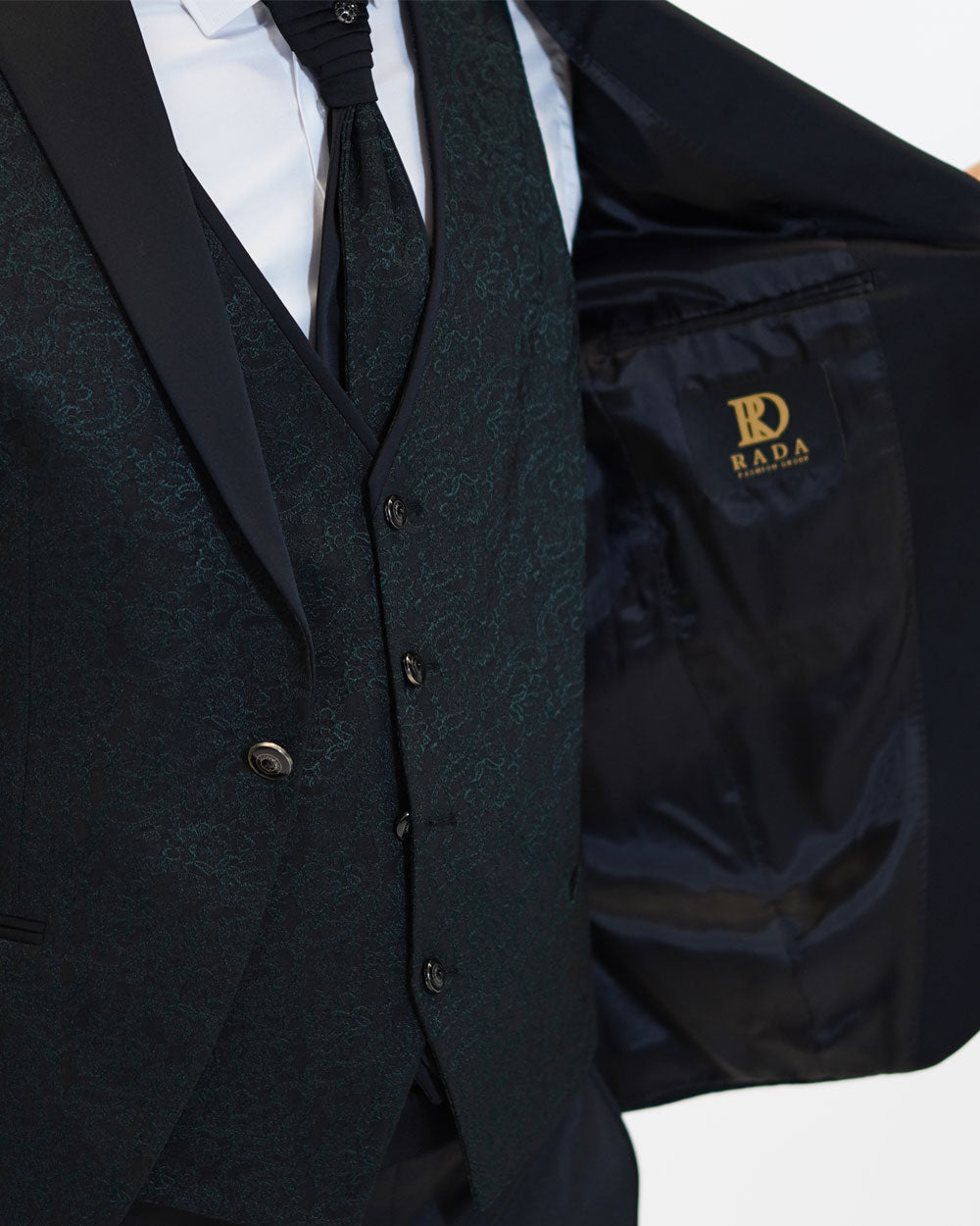 Smoking Slim Fit Dunkelgrün | 3-teilig, gemustert
