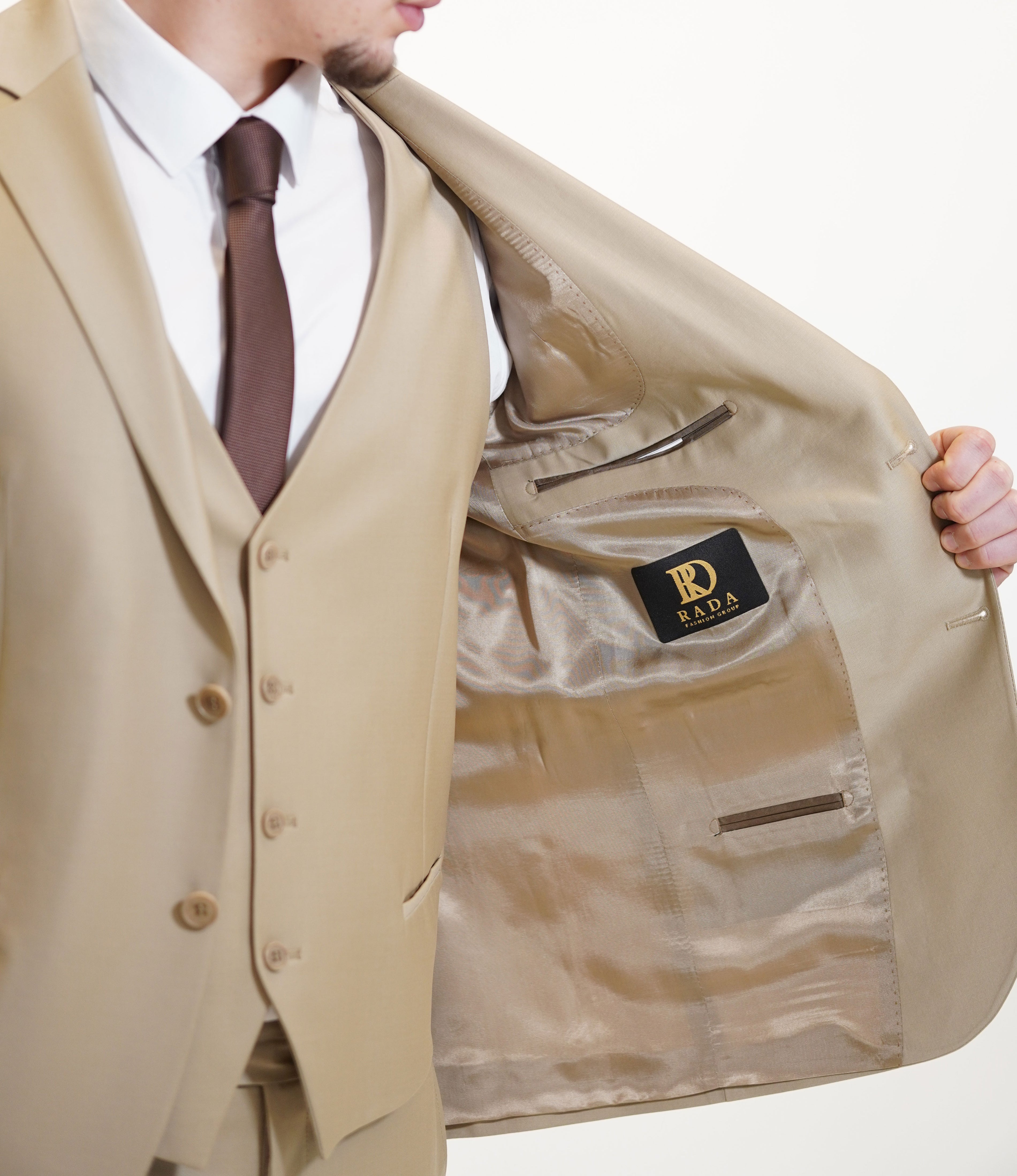 Anzug Slim Fit Beige | 3-teilig, Wolle