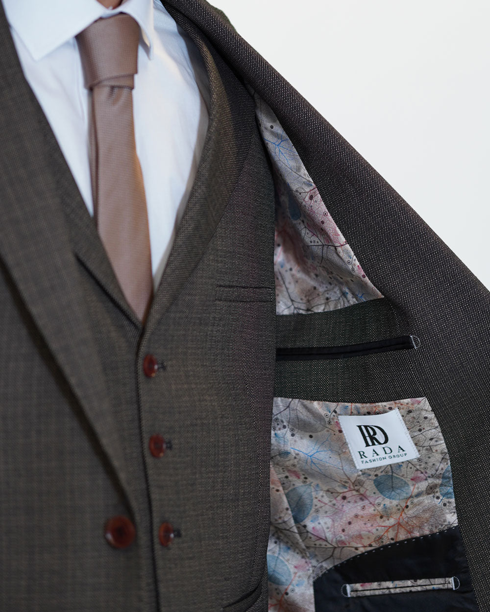 Anzug Slim Fit Braun | 3-teilig, italienischer Stoff