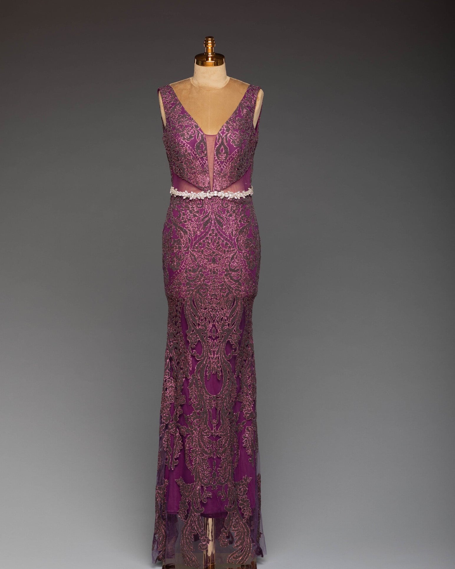 Abendkleid Violett | Bodenlang im italienischen Schnitt