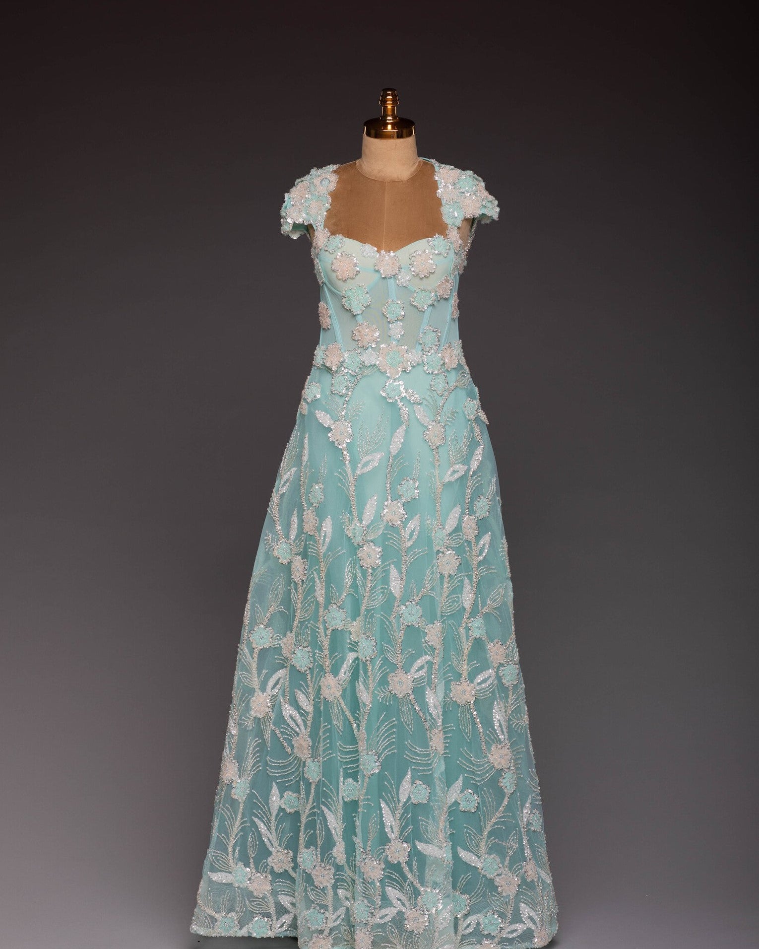 Abendkleid Mintgrün | Bodenlang im exklusiven Design