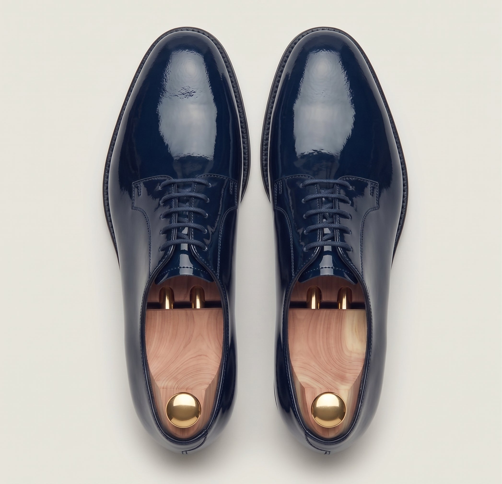 Dunkelblaue Lackleder Derby-Schuhe aus Leder
