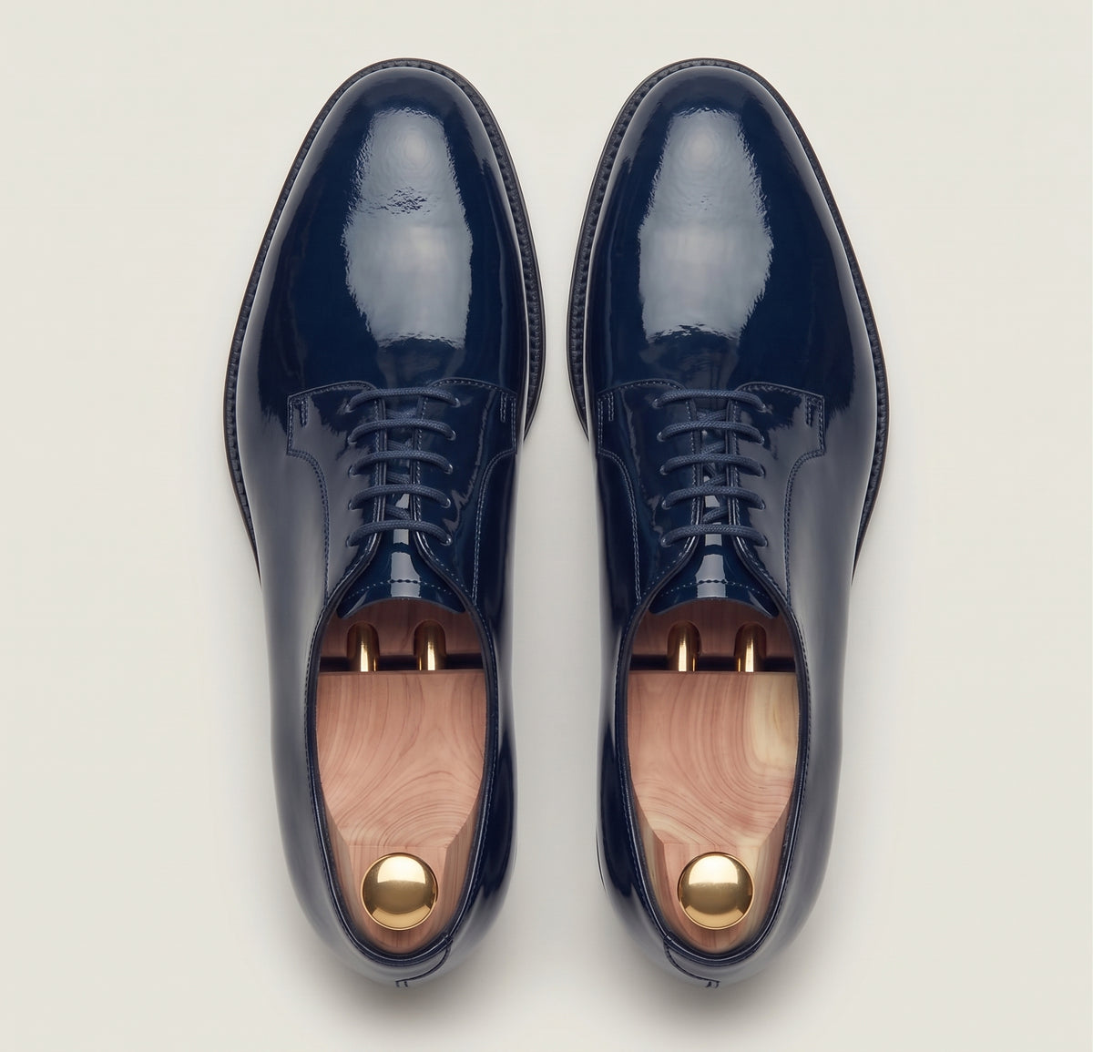 Dunkelblaue Lackleder Derby-Schuhe aus Leder
