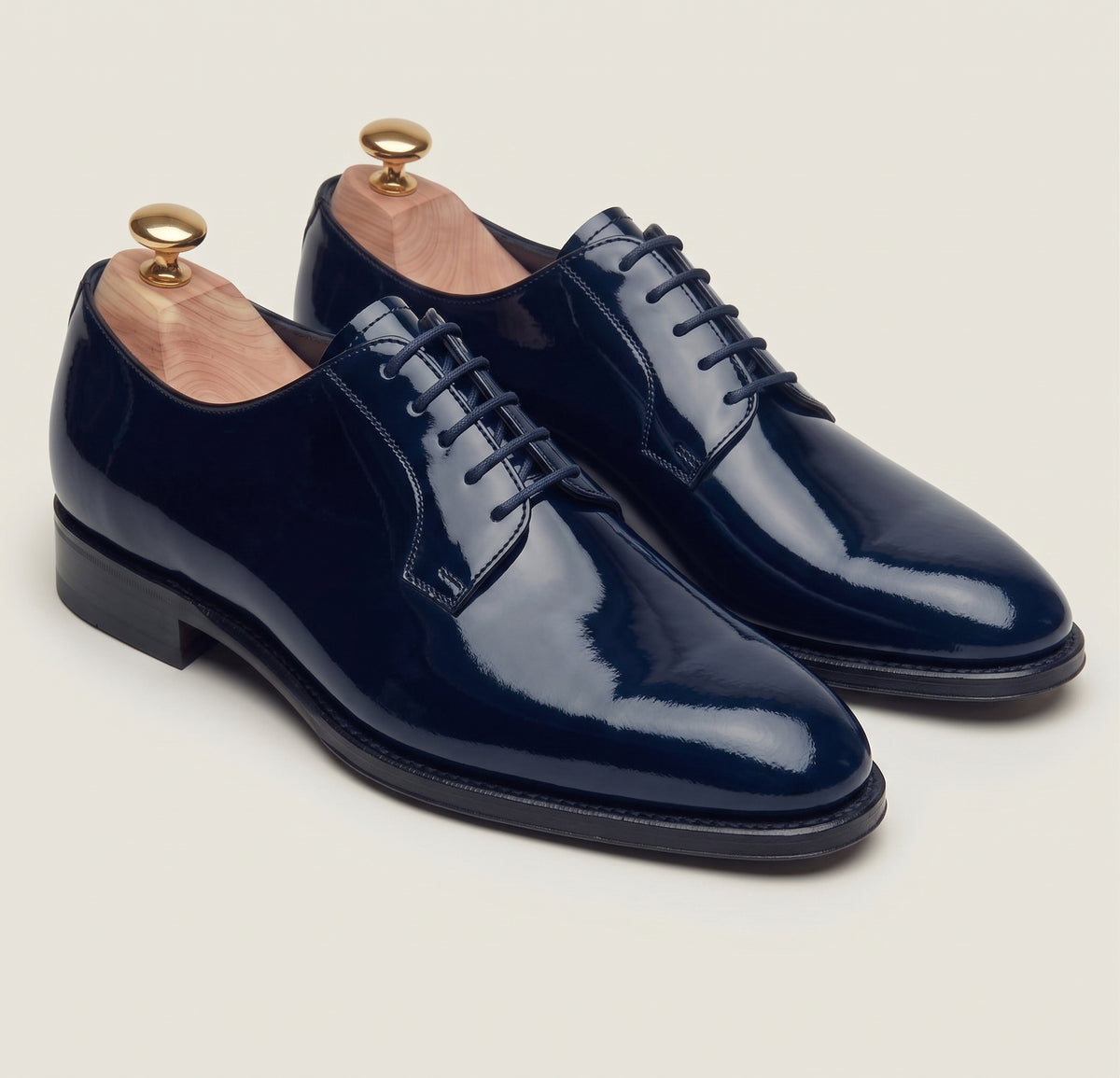 Dunkelblaue Lackleder Derby-Schuhe aus Leder