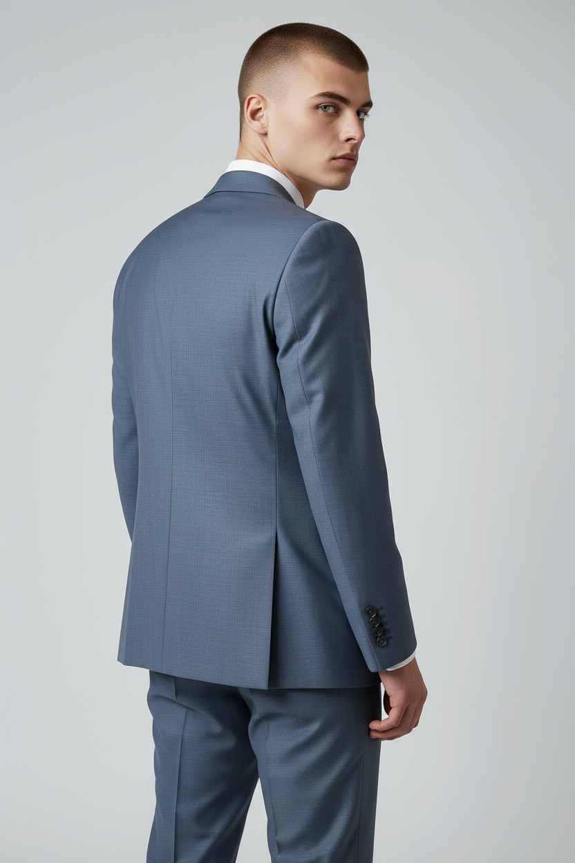 Eleganter 3-teiliger Anzug in Petrol mit gemusterter Weste