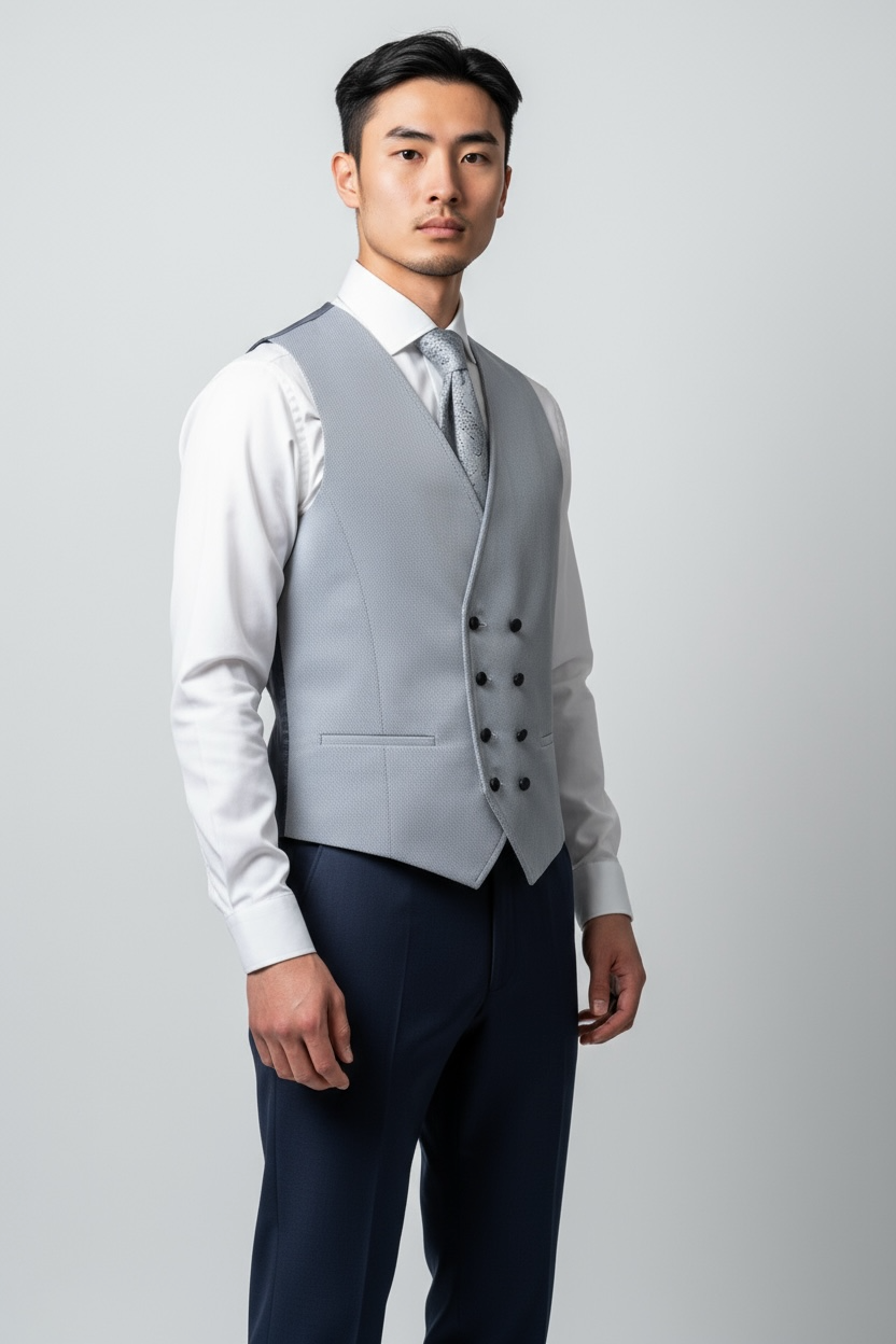 Eleganter 3-teiliger Anzug in Dunkelblau mit schön gemusterter Weste