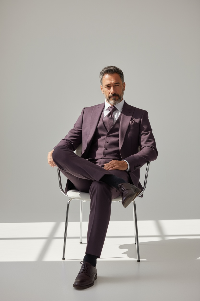 Eleganter 3-teiliger Anzug in Bordeaux