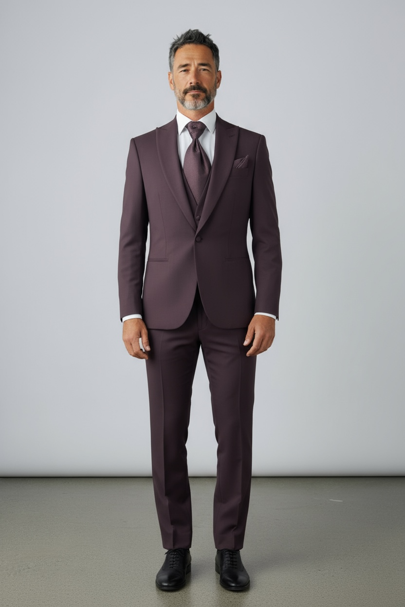 Eleganter 3-teiliger Anzug in Bordeaux