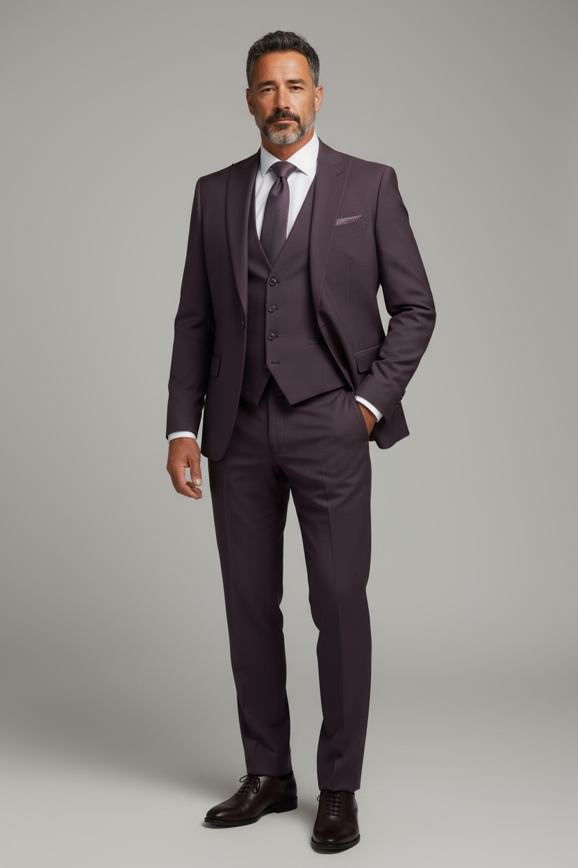 Eleganter 3-teiliger Anzug in Bordeaux