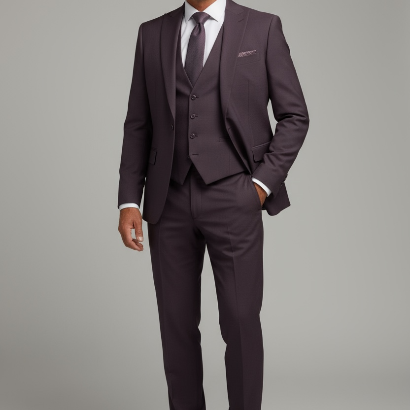 Eleganter 3-teiliger Anzug in Bordeaux