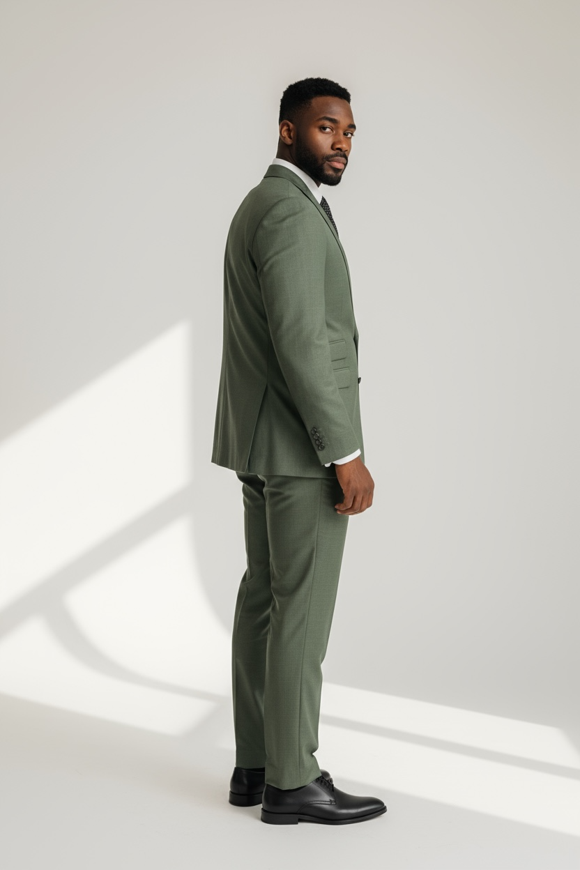 Eleganter 3-teiliger Anzug in Hellgrün mit gemusterter Weste