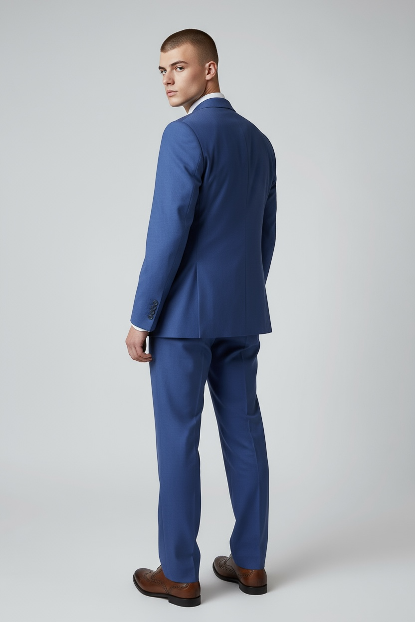 Eleganter 3-teiliger Anzug in Blau mit gemusterter Weste