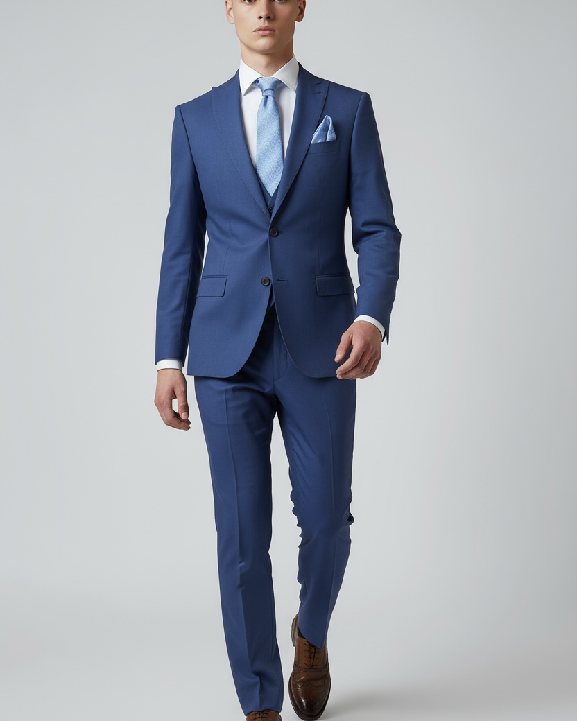 Eleganter 3-teiliger Anzug in Blau mit Weste