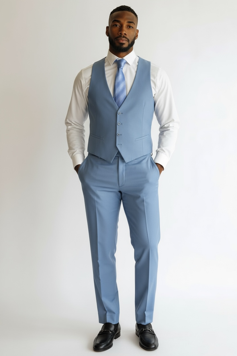 Bedj Anzug Hellblau Wolle | 3-teilig, elegant & modern