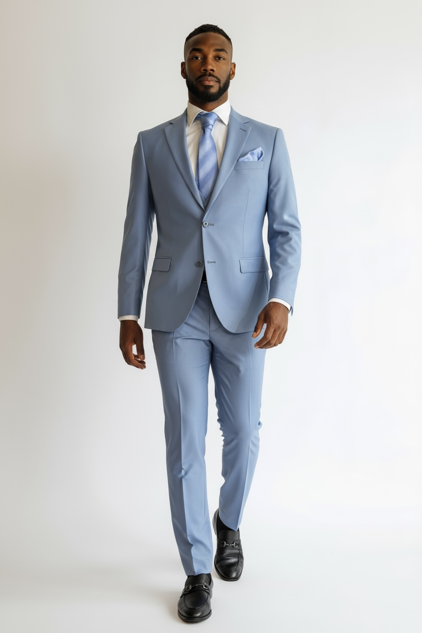 Bedj Anzug Hellblau Wolle | 3-teilig, elegant & modern