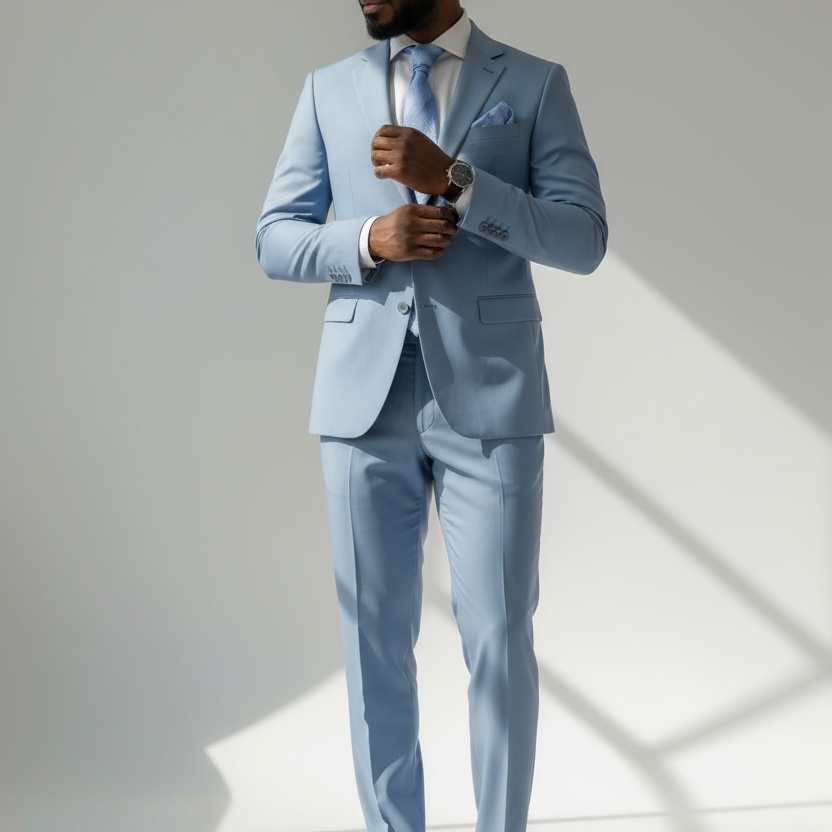 Bedj Anzug Hellblau Wolle | 3-teilig, elegant & modern
