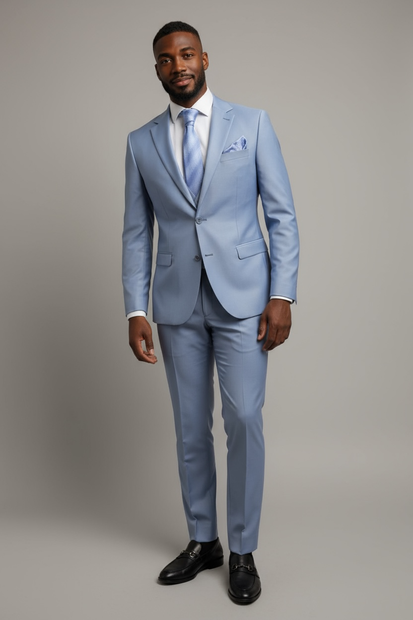 Bedj Anzug Hellblau Wolle | 3-teilig, elegant & modern