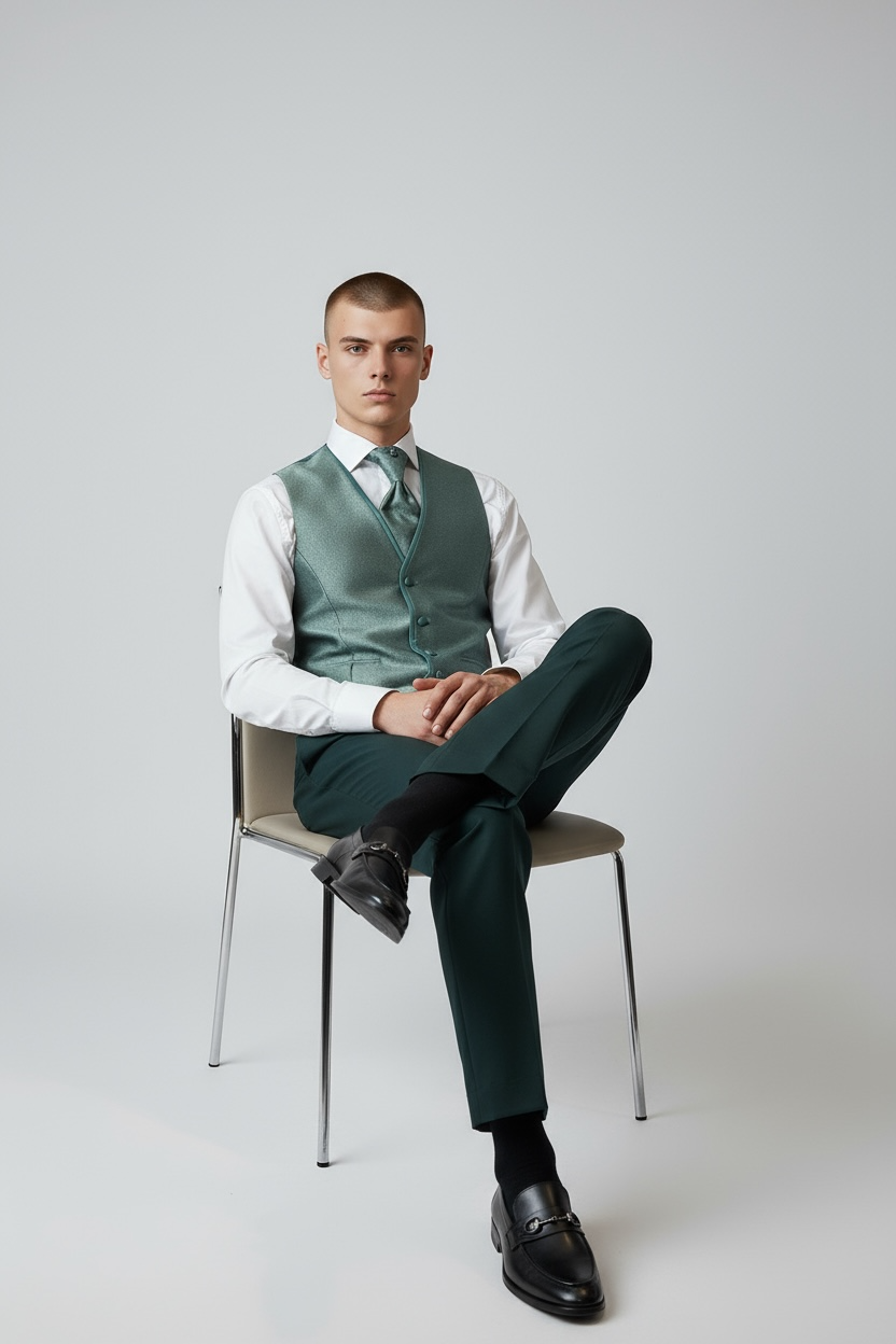 Hellgrüner Smoking | 3-teilig, gemusterter Luxusstoff