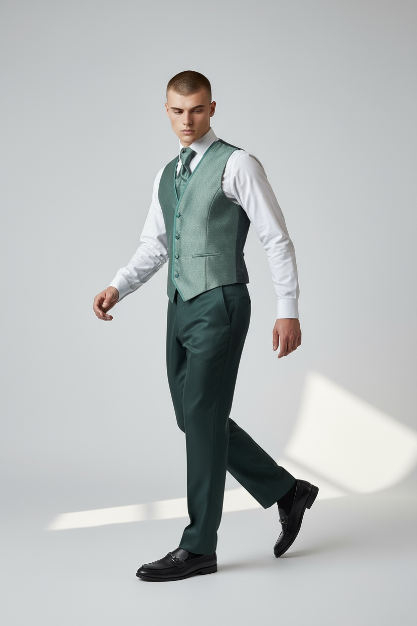 Hellgrüner Smoking | 3-teilig, gemusterter Luxusstoff