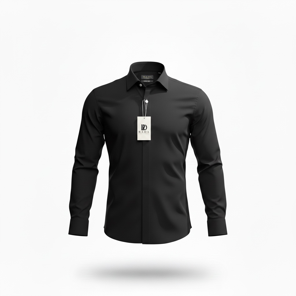 Schwarzes Slim-Fit Business-Hemd mit verdeckter Knopfleiste
