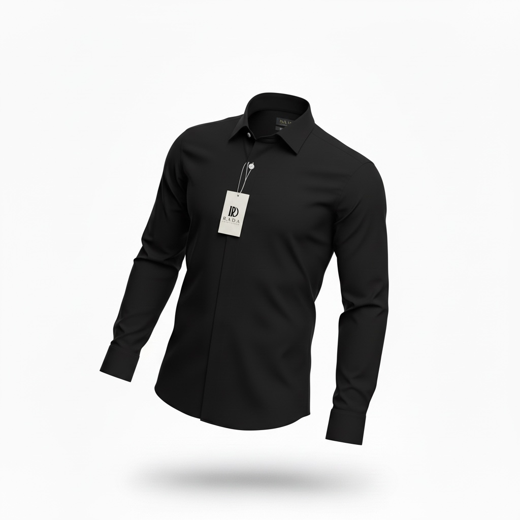 Schwarzes Slim-Fit Business-Hemd mit verdeckter Knopfleiste