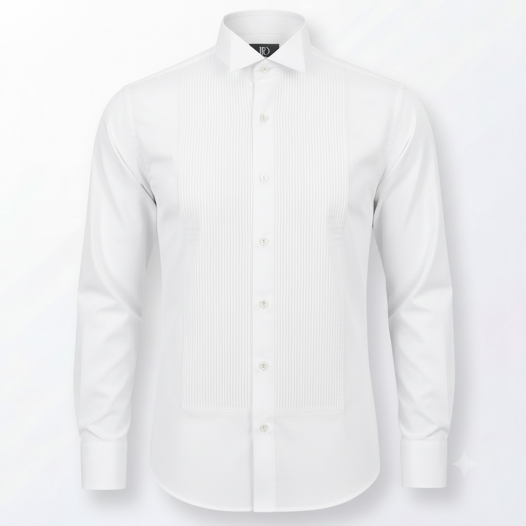 Weißes Slim-Fit Premium-Smokingshemd mit Plisseeeinsatz