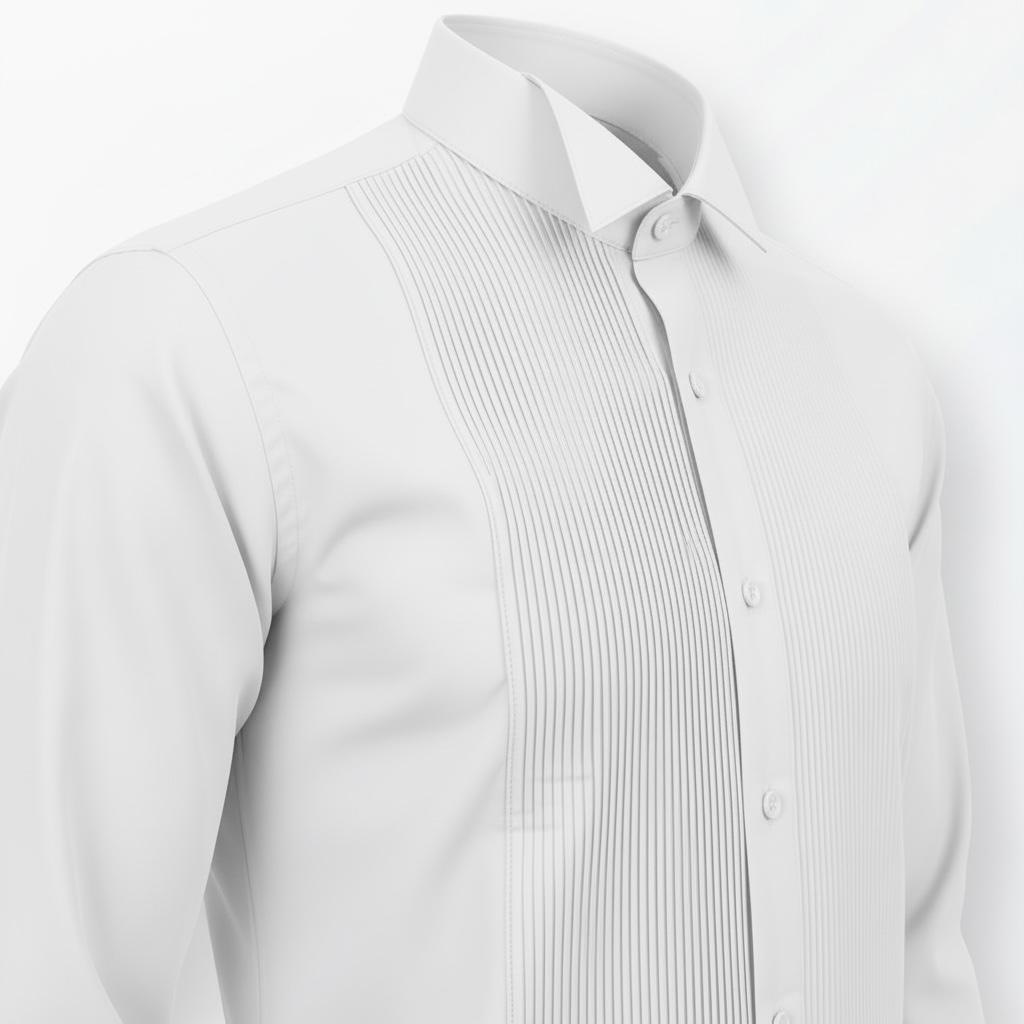 Weißes Slim-Fit Premium-Smokingshemd mit Plisseeeinsatz