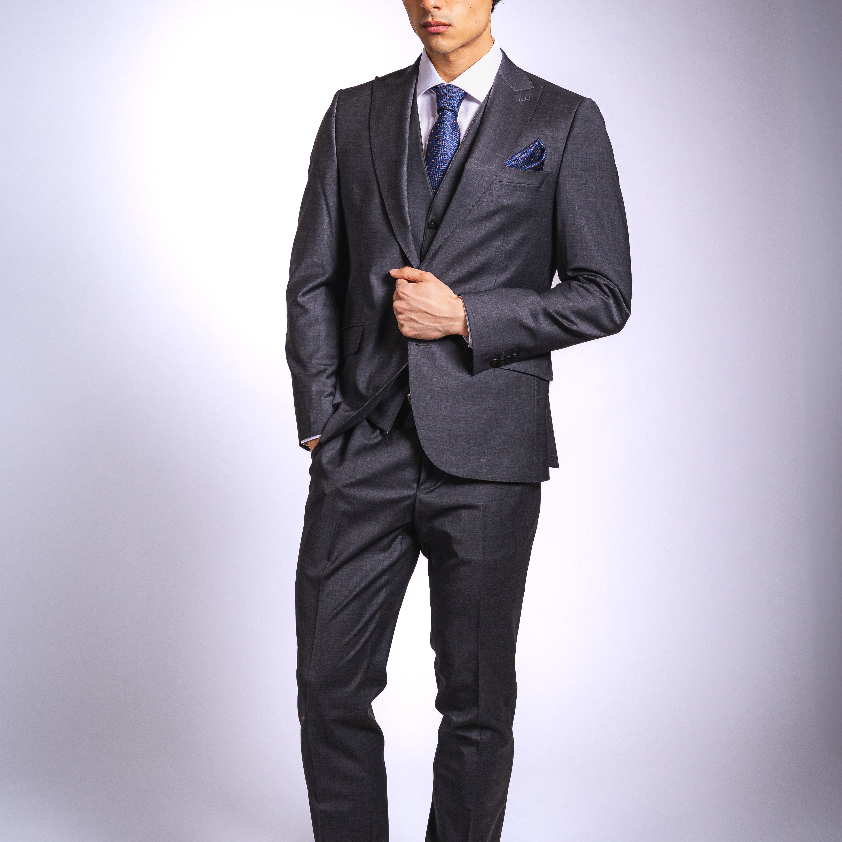 Slim Fit Dunkelgrau | 3-teilig, reine Wolle