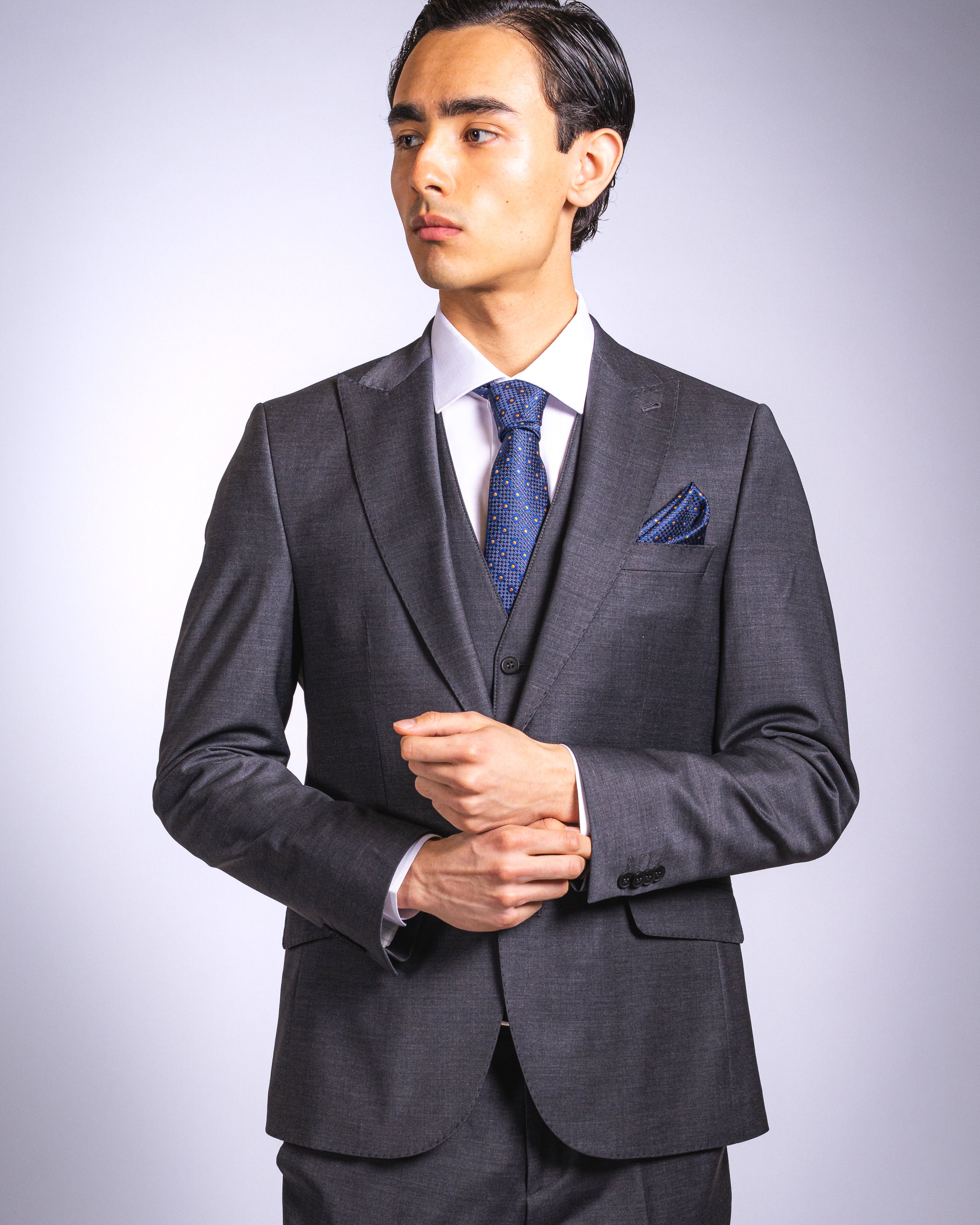 Slim Fit Dunkelgrau | 3-teilig, reine Wolle