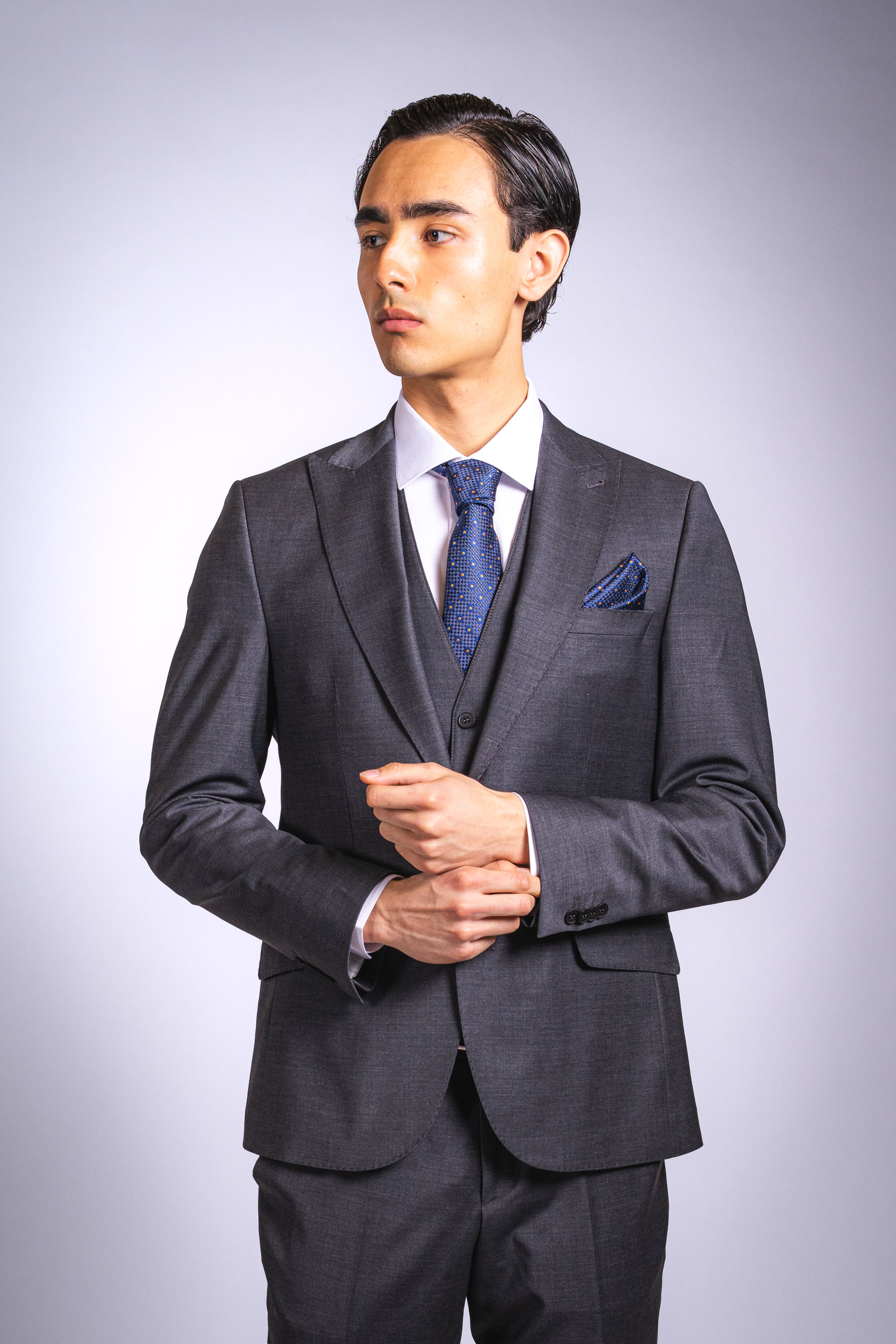 Slim Fit Dunkelgrau | 3-teilig, reine Wolle