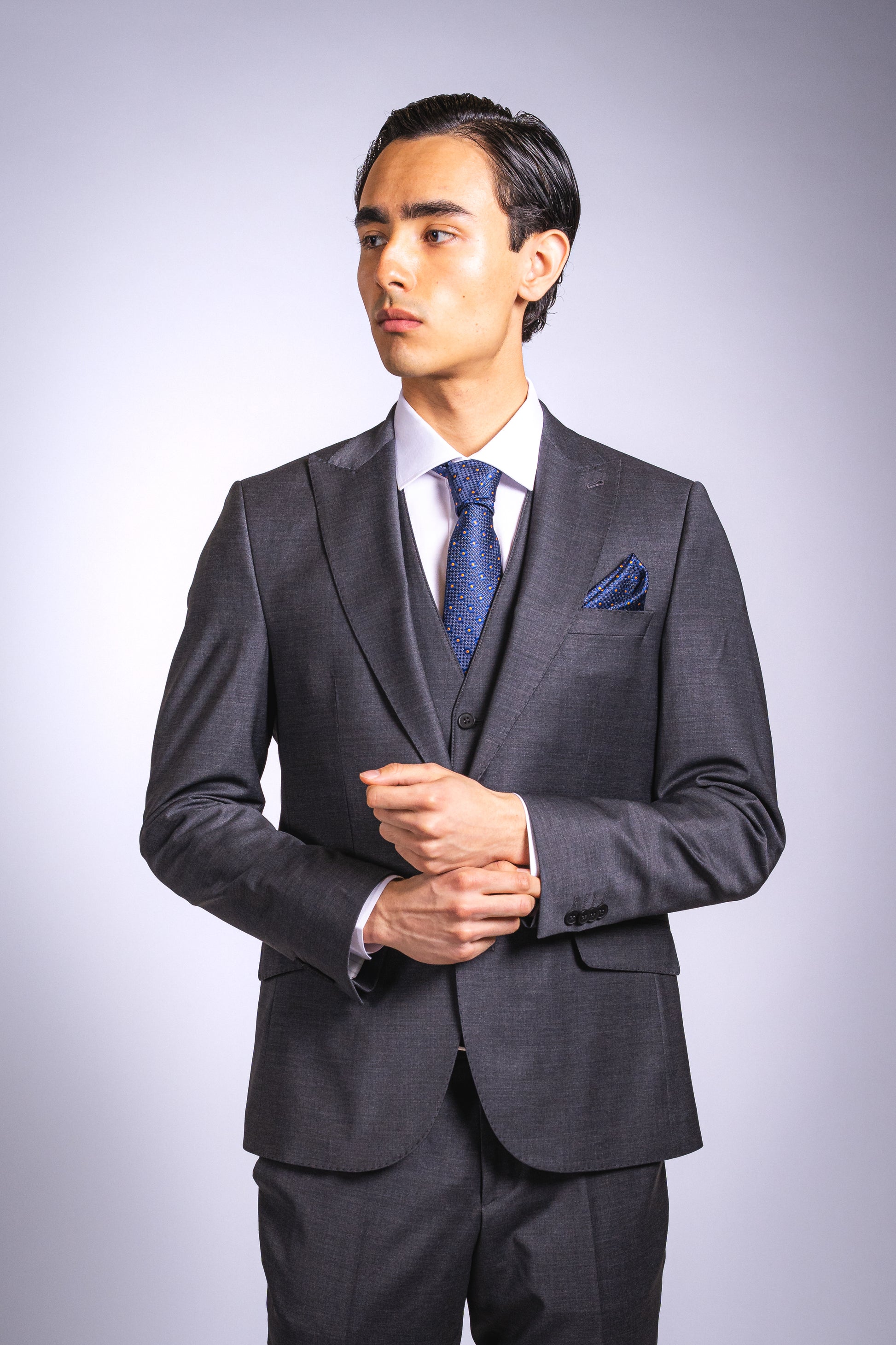 Slim Fit Dunkelgrau | 3-teilig, reine Wolle