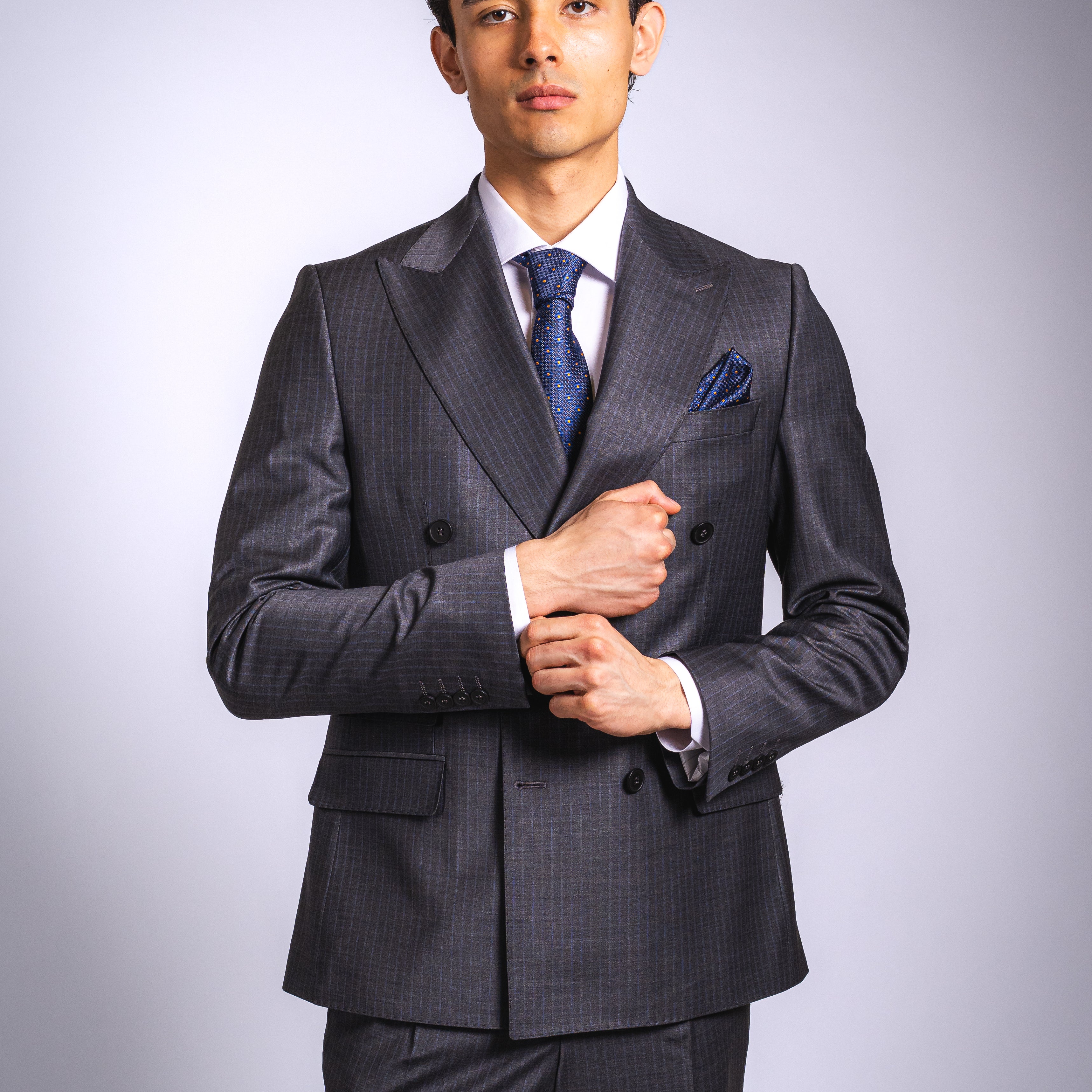 Anzug Slim Fit Dunkelgrau Gestreift | 2-teilig