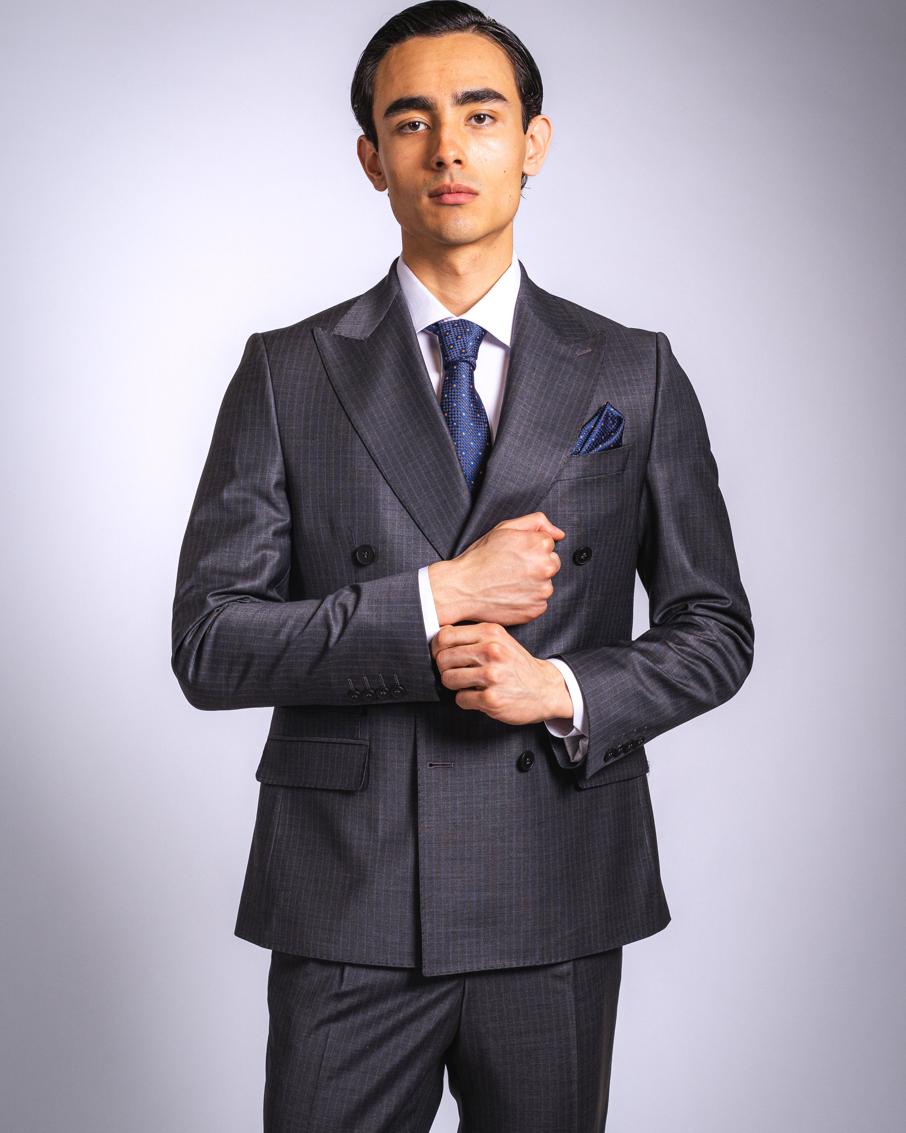 Anzug Slim Fit Dunkelgrau Gestreift | 2-teilig