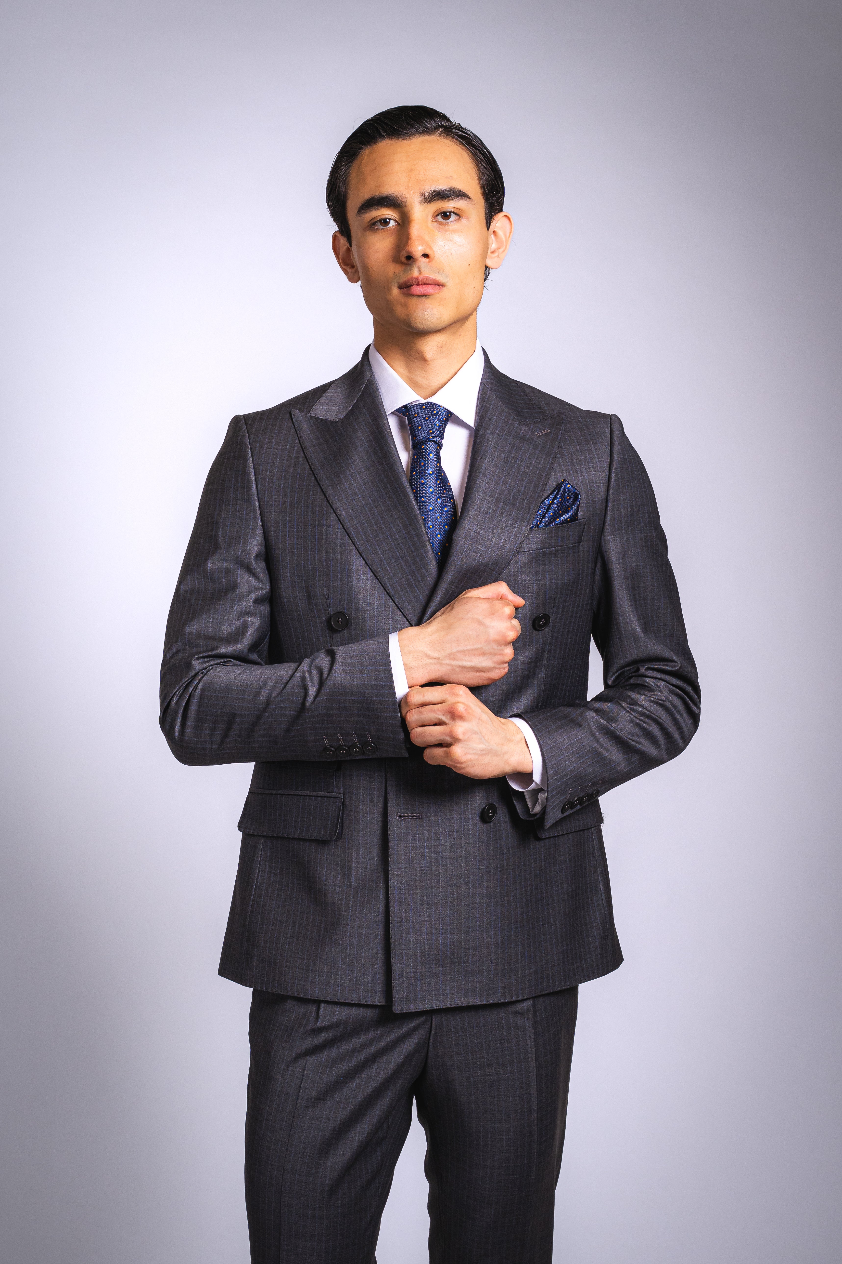 Anzug Slim Fit Dunkelgrau Gestreift | 2-teilig