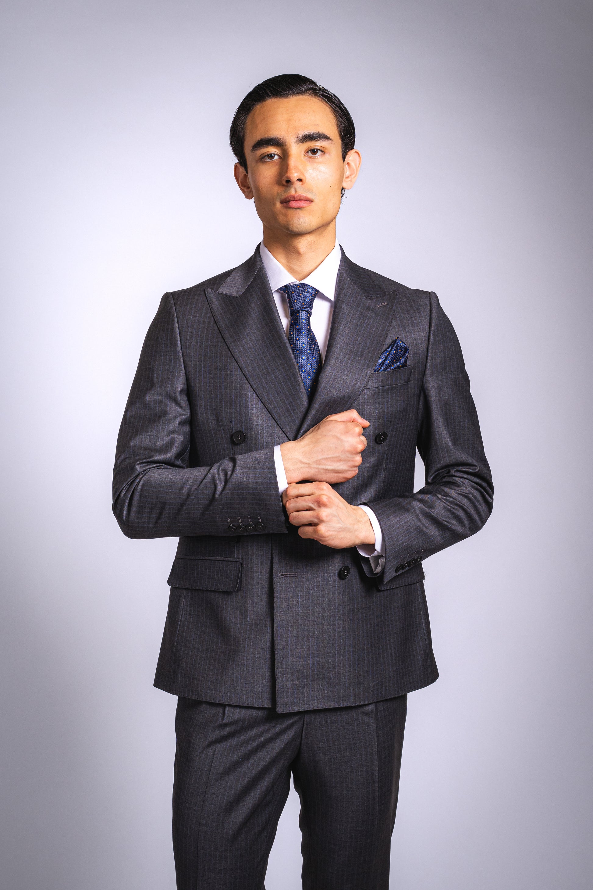 Anzug Slim Fit Dunkelgrau Gestreift | 2-teilig