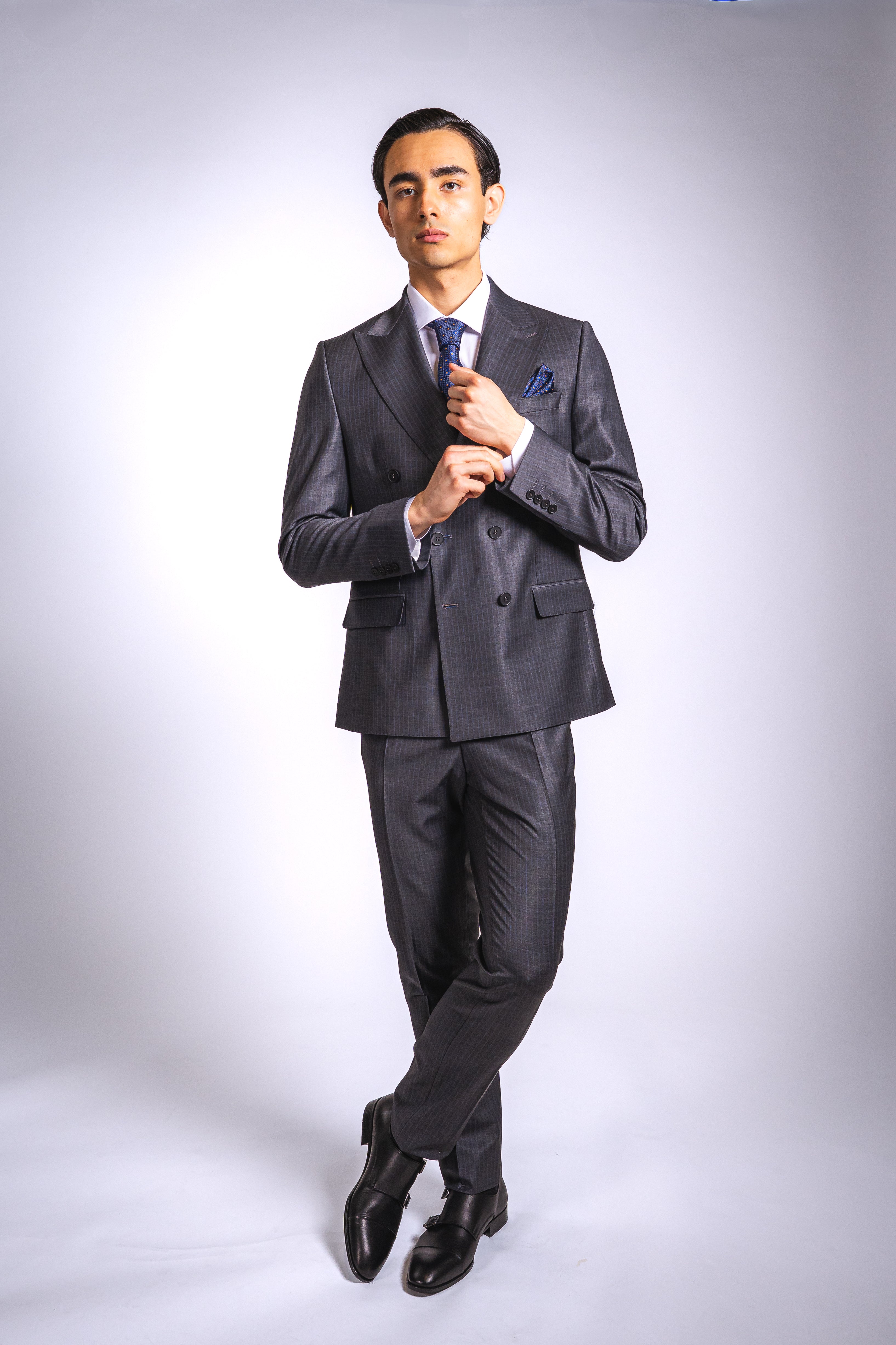 Anzug Slim Fit Dunkelgrau Gestreift | 2-teilig