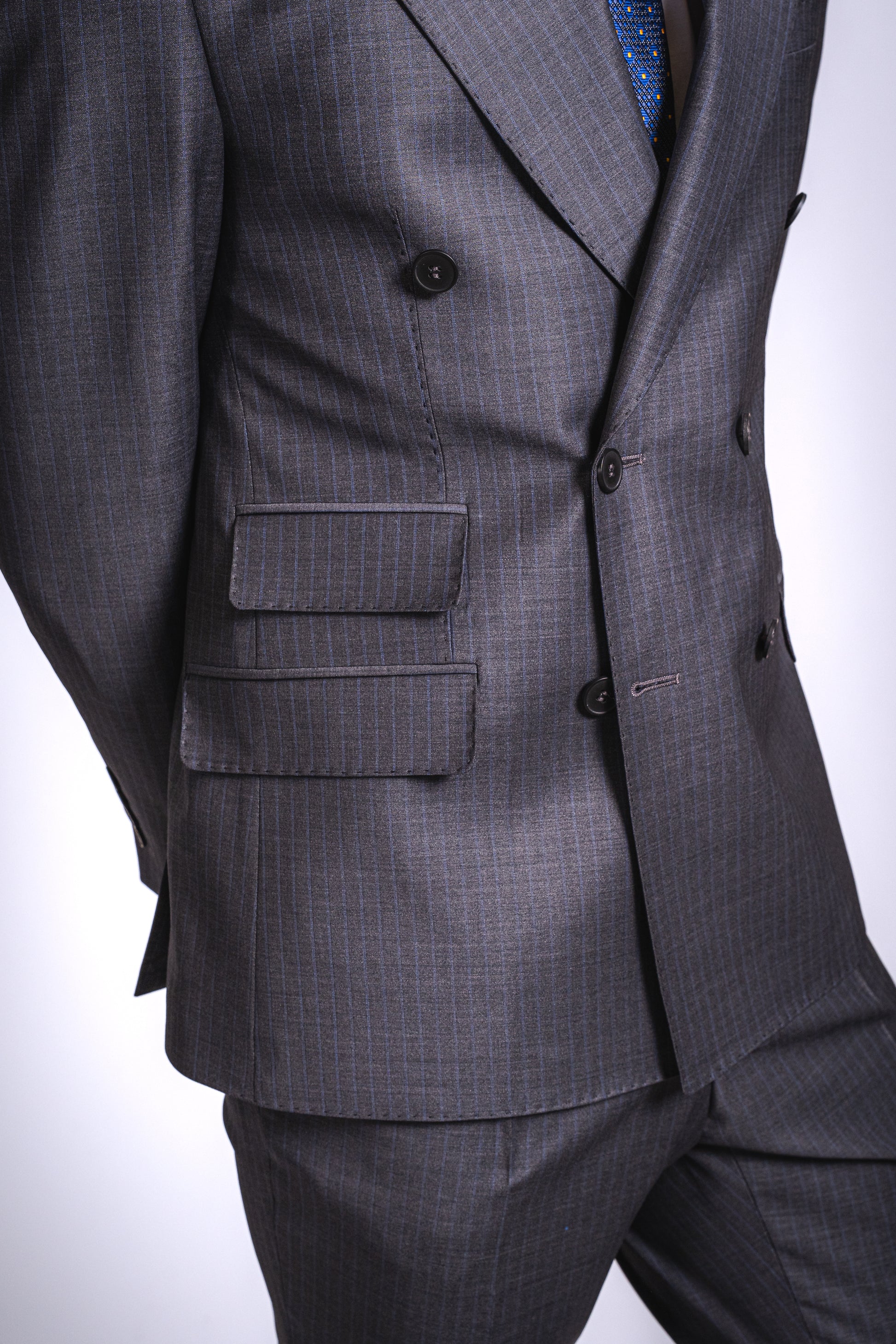 Anzug Slim Fit Dunkelgrau Gestreift | 2-teilig