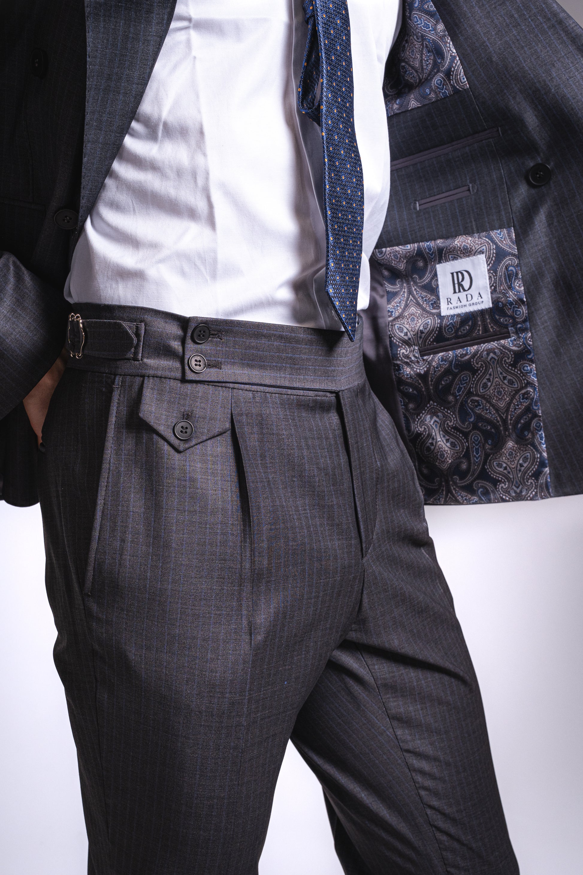 Anzug Slim Fit Dunkelgrau Gestreift | 2-teilig