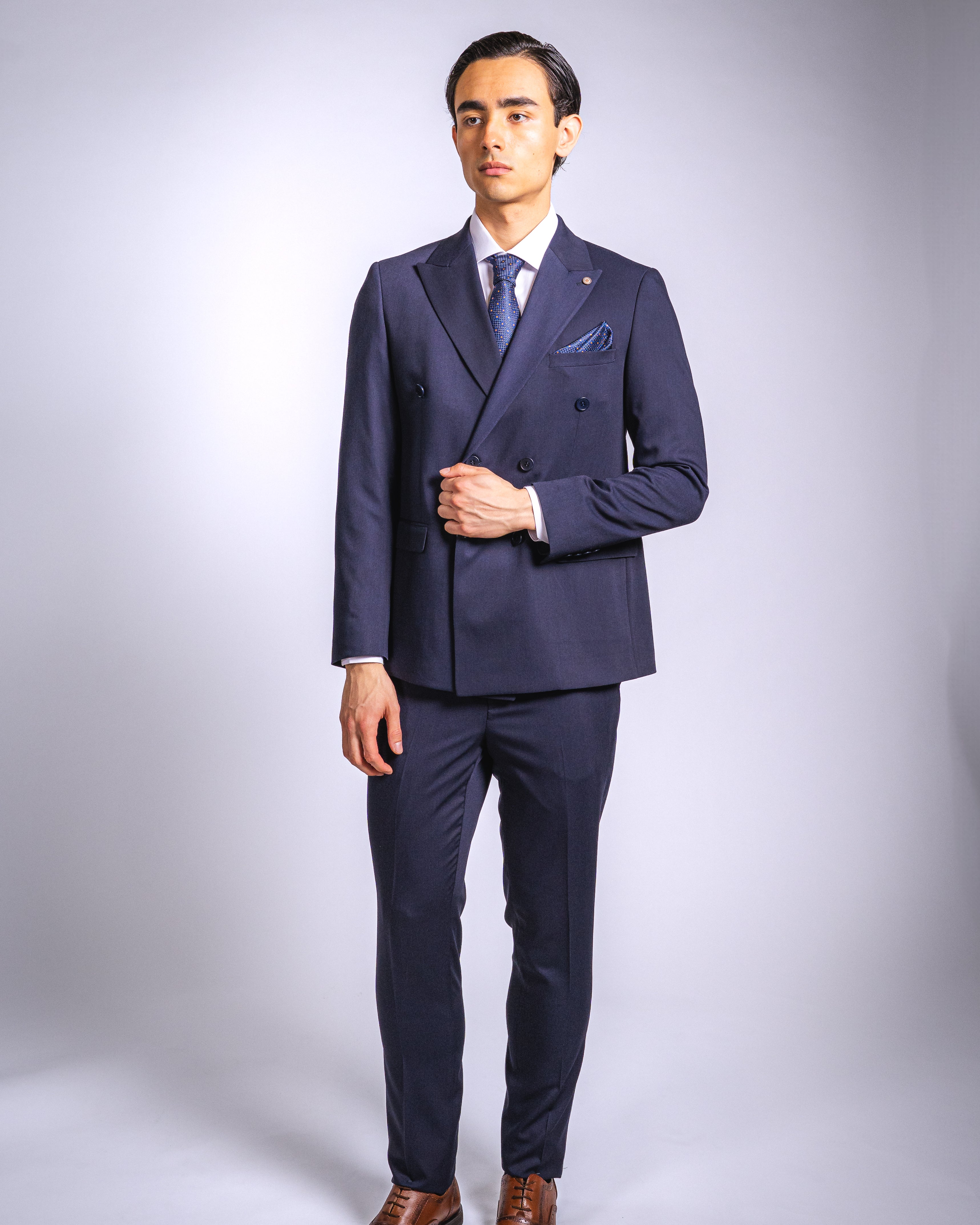 Anzug Slim Fit Dunkelblau | 2-reihig, 2-teilig
