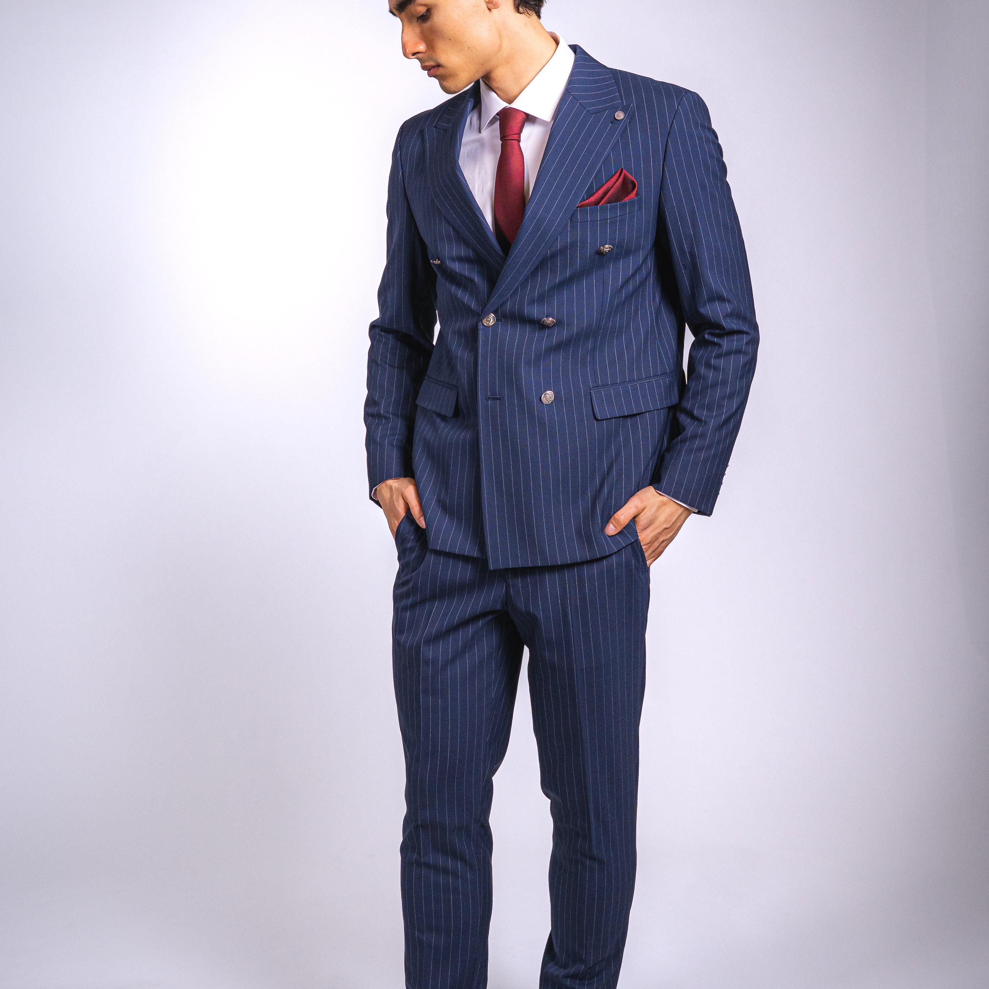 Anzug Blau | Doppelreihig, Slim Fit, 2-teilig