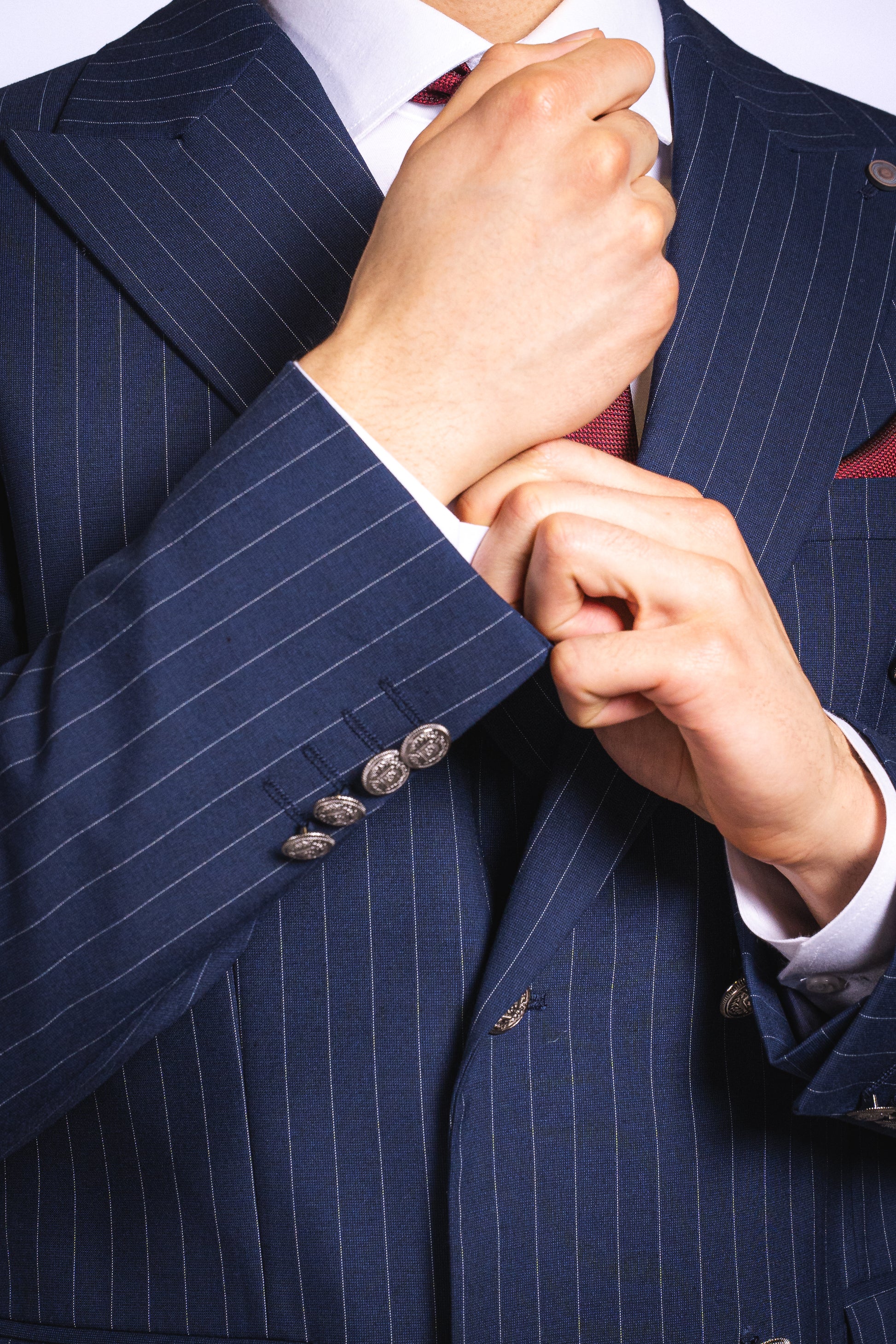 Anzug Slim Fit Dunkelblau Gestreift | 2-reihig, 2-teilig