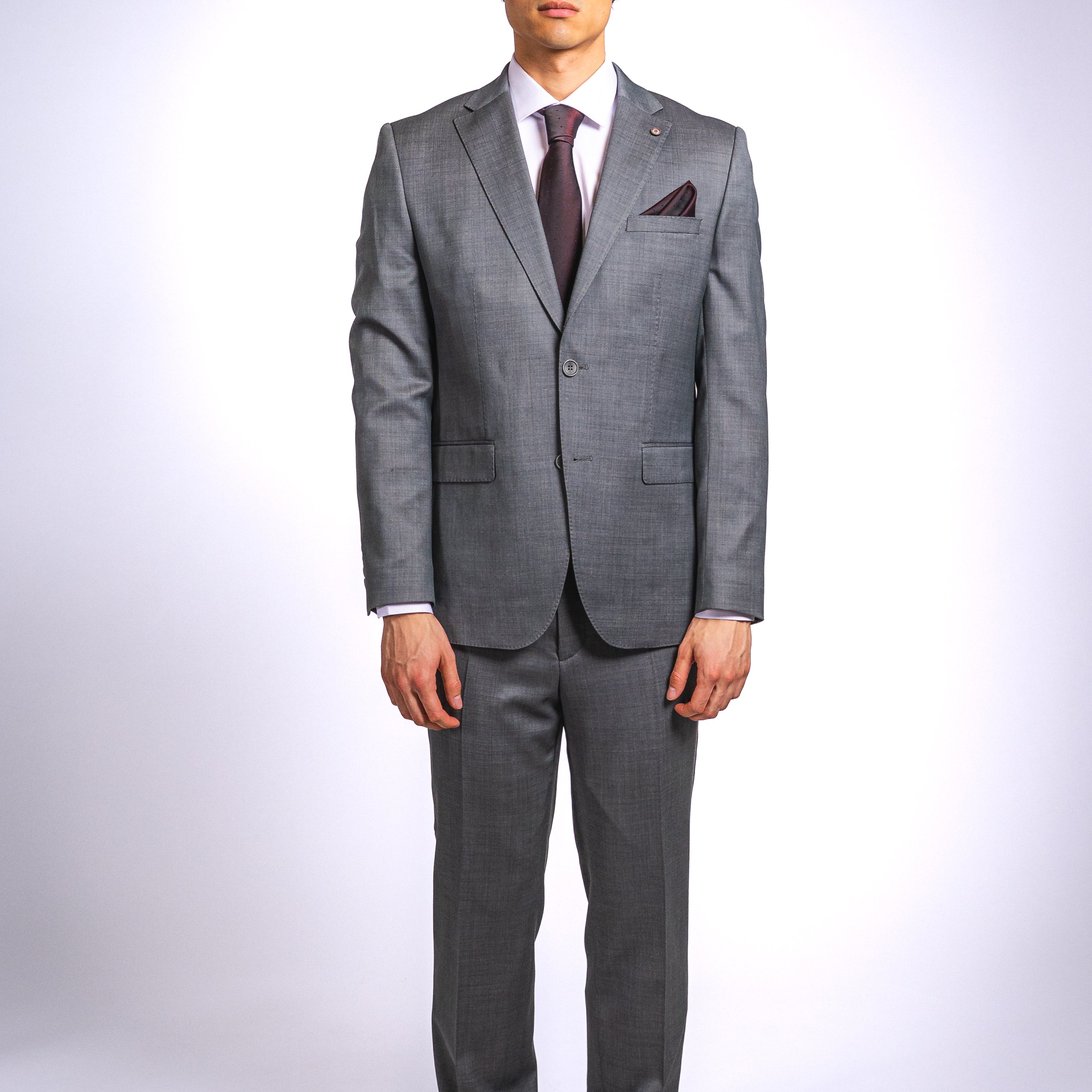 Anzug Hellgrau | 2-teilig, Slim Fit, italienische Schurwolle