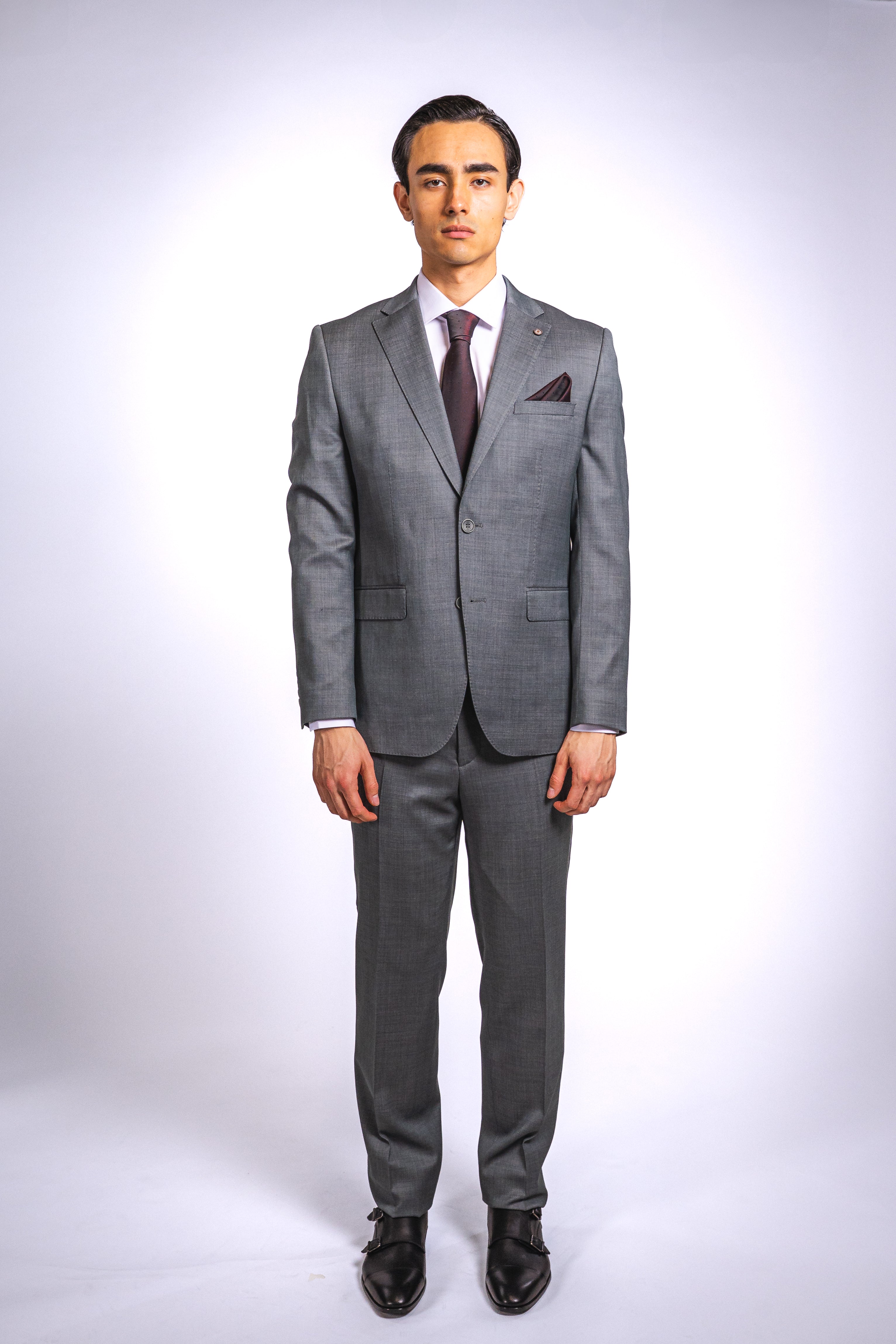 Anzug Hellgrau | 2-teilig, Slim Fit, italienische Schurwolle